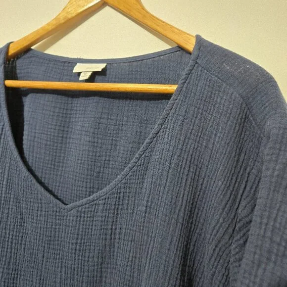 J Jill Pure Jill Blue Gauzey Top Sz 4X Lagenlook Coastal Lightweight Beach Vaca - Picture 2 of 9